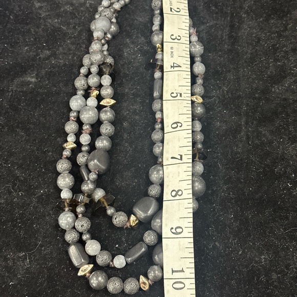 Alexis Bittar 3 stand black stone, bead, crystal 16-20” Necklace - Picture 6 of 7